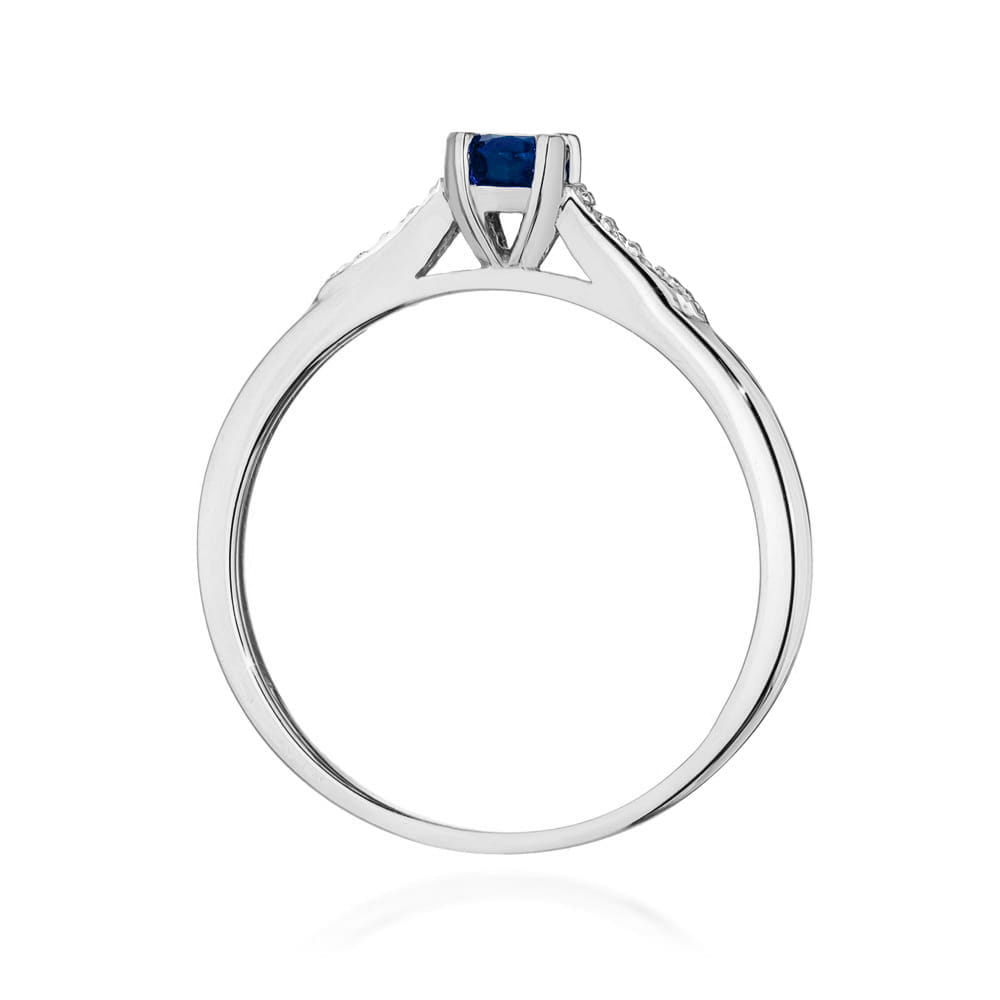 Inel Aur 9K cu Safir 0.30 ct si Diamante Naturale 0.03 ct