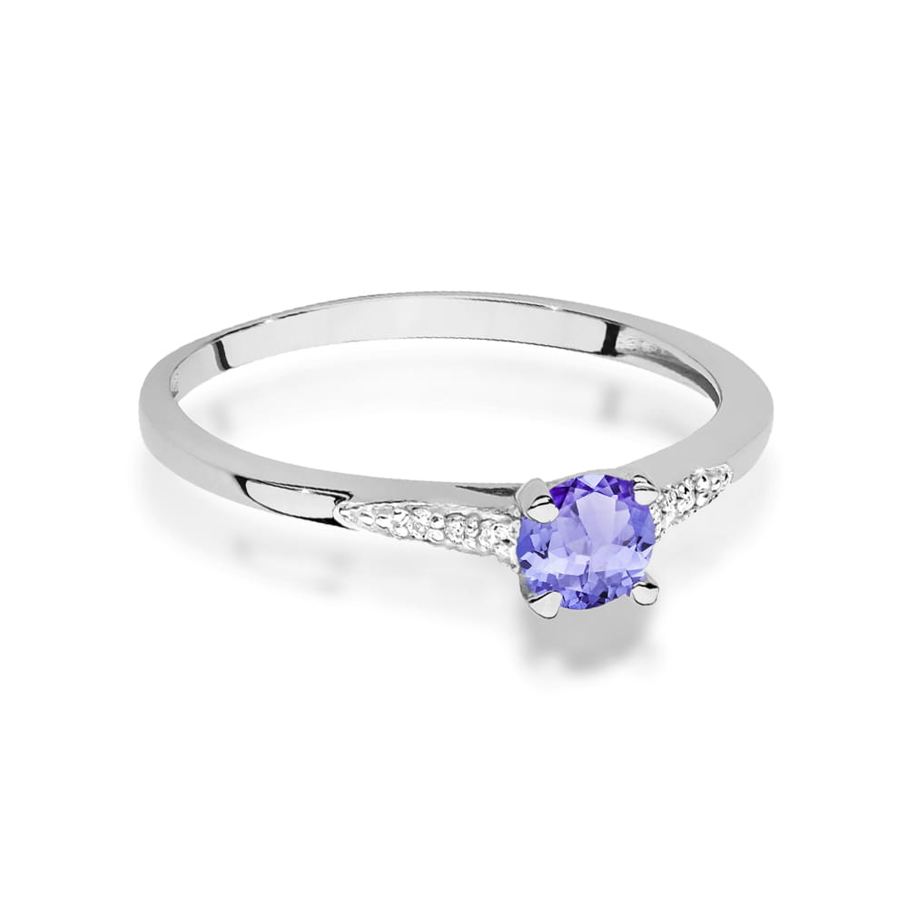 Inel Aur 9K cu Tanzanit 0.35 ct si Diamante Naturale 0.03 ct