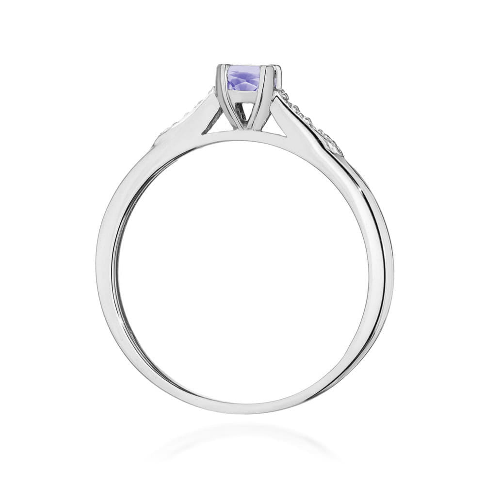 Inel Aur 9K cu Tanzanit 0.35 ct si Diamante Naturale 0.03 ct