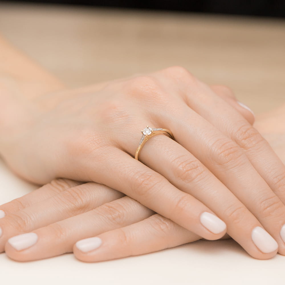 Inel Aur 9K cu Diamante Naturale 0.11 ct