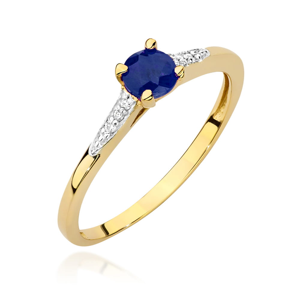 Inel Aur 9K cu Safir 0.30 ct si Diamante Naturale 0.03 ct