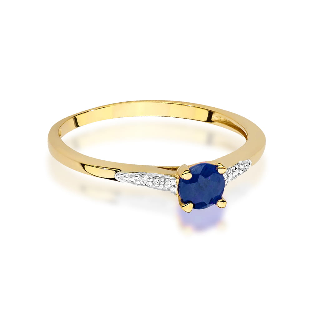 Inel Aur 9K cu Safir 0.30 ct si Diamante Naturale 0.03 ct