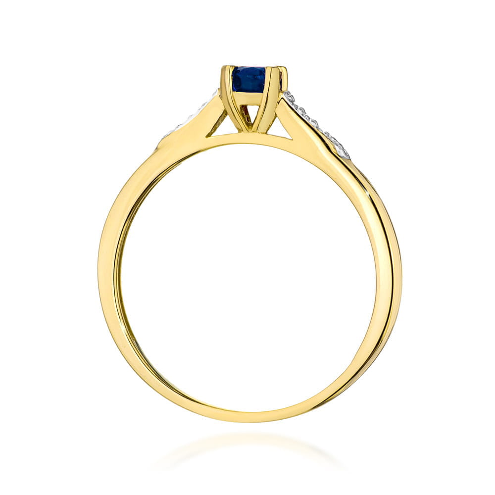 Inel Aur 9K cu Safir 0.30 ct si Diamante Naturale 0.03 ct