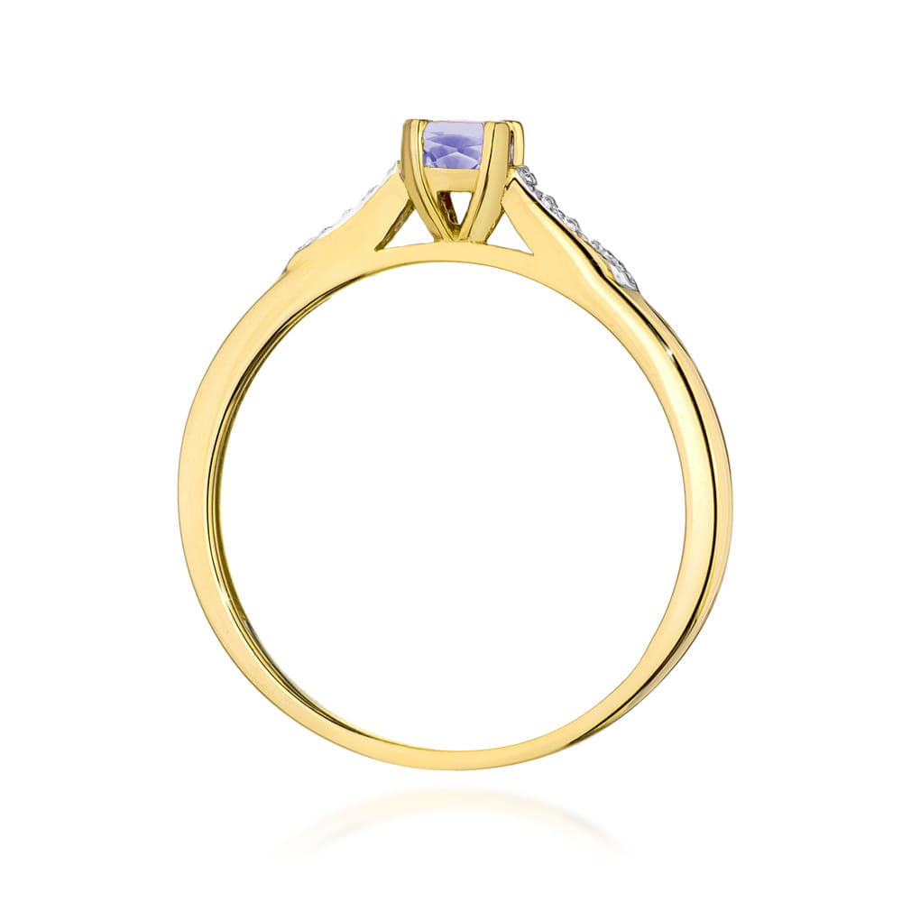 Inel Aur 9K cu Tanzanit 0.35 ct si Diamante Naturale 0.03 ct