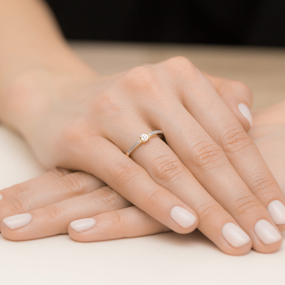 Inel Aur 9K cu Diamante Naturale 0.07 ct