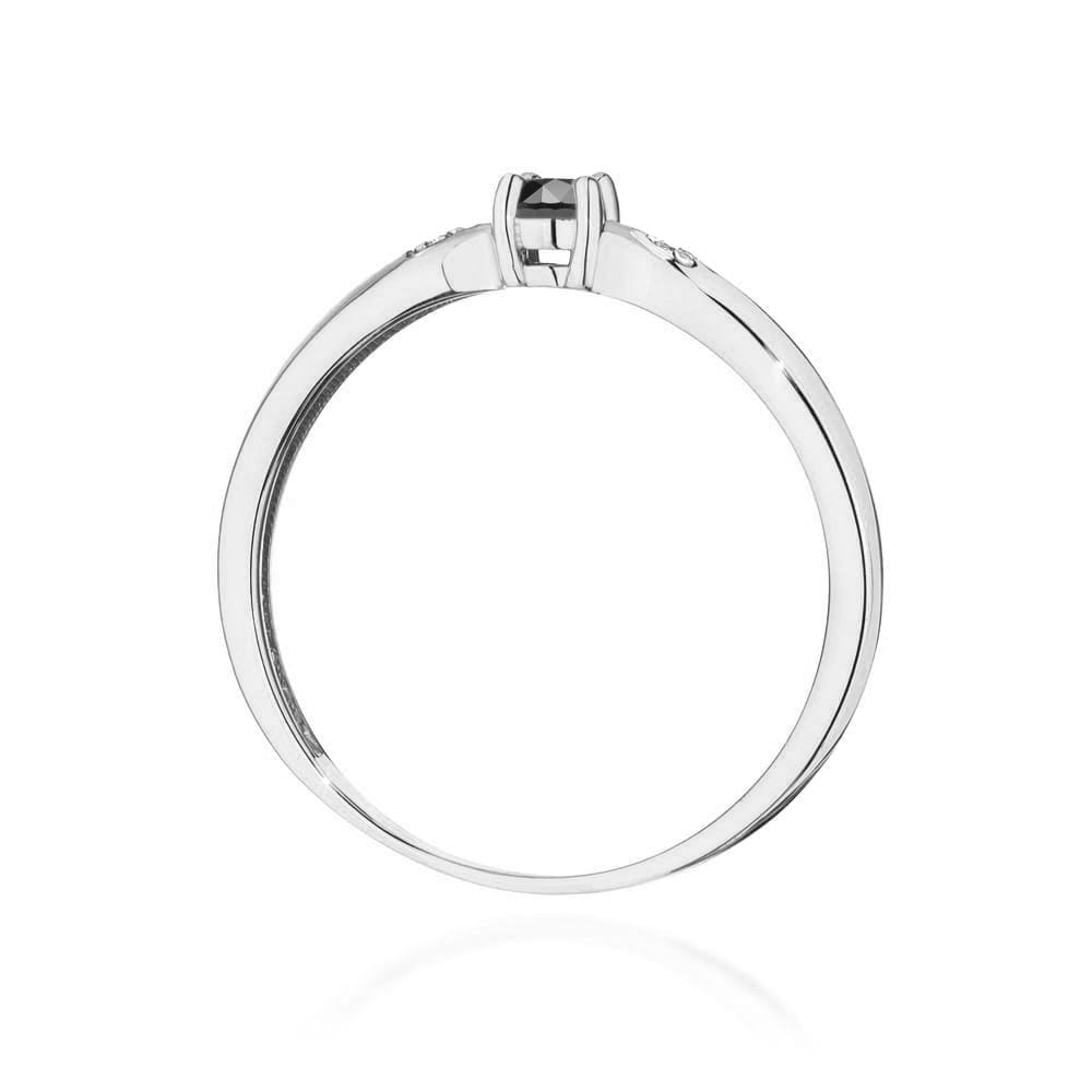 Inel Aur 14K cu Diamant Negru Natural 0.12 ct si Diamante Incolore Naturale 0.01 ct