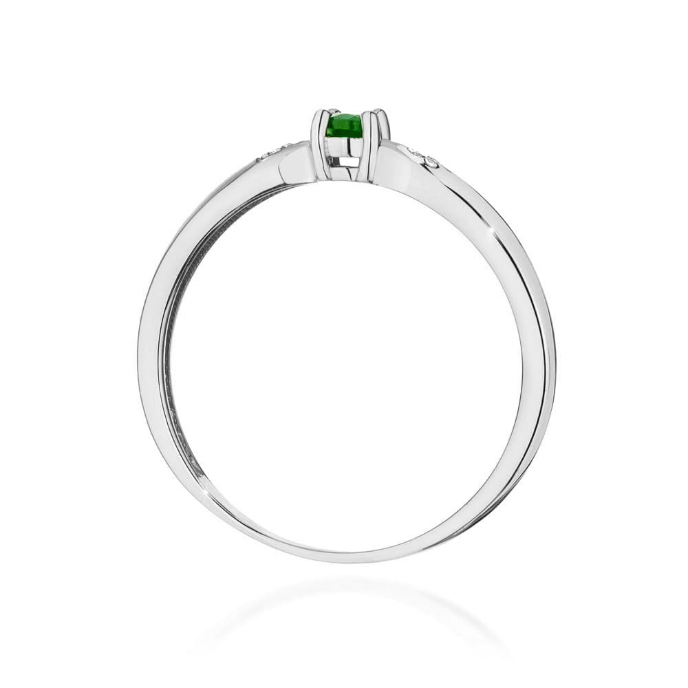 Inel Aur 14K cu Smarald 0.15 ct si Diamante 0.01 ct