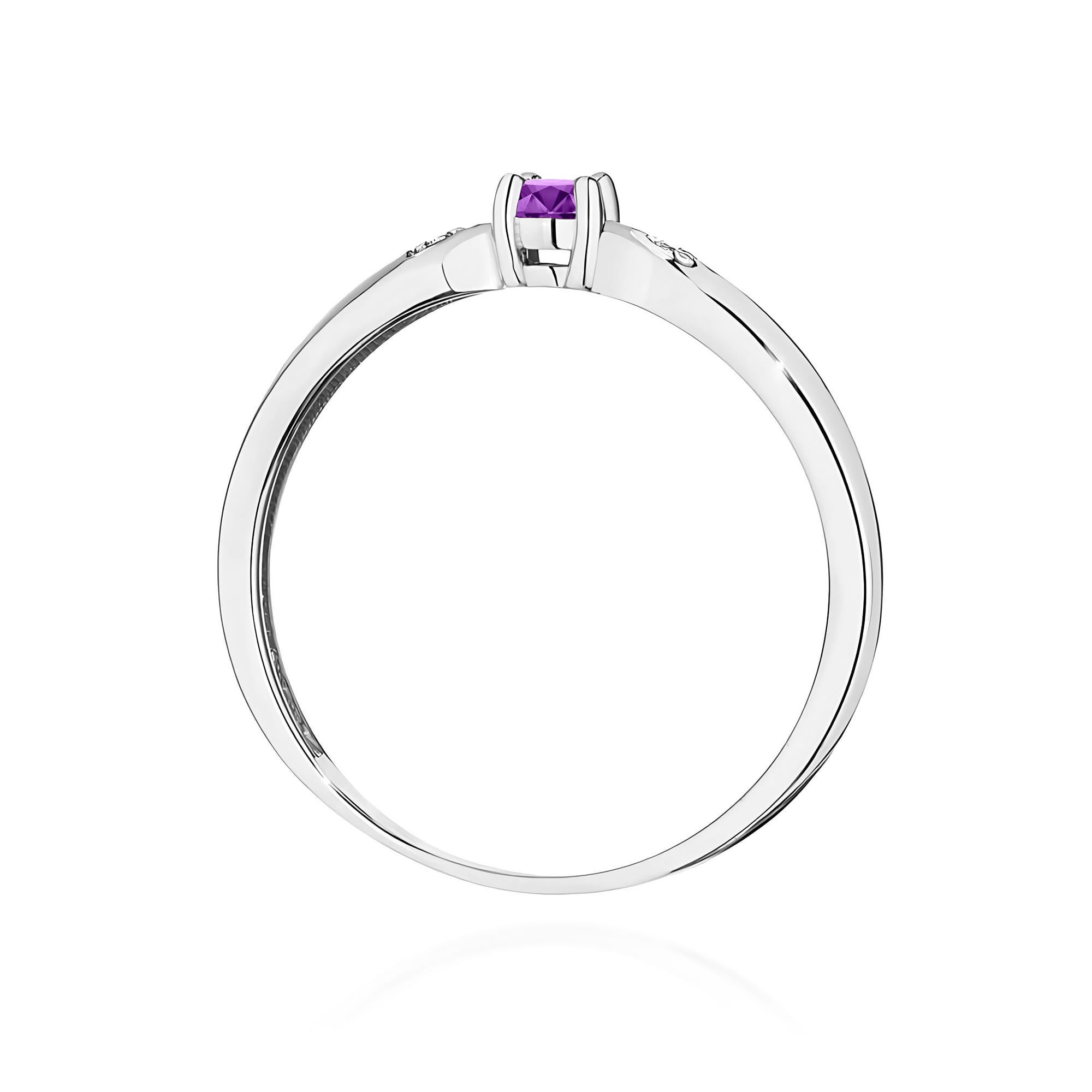 Inel Aur 9K cu Ametist 0.10 ct si Diamante Naturale 0.01 ct