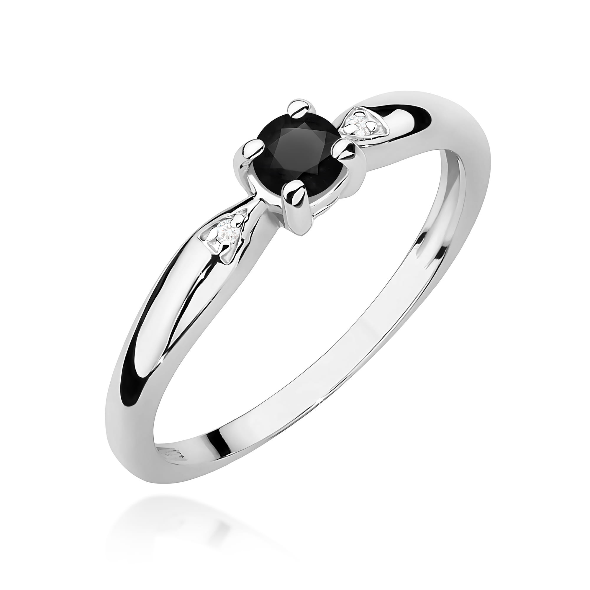 Inel Aur 9K cu Diamante Naturale Albe si Negre 0.13 ct