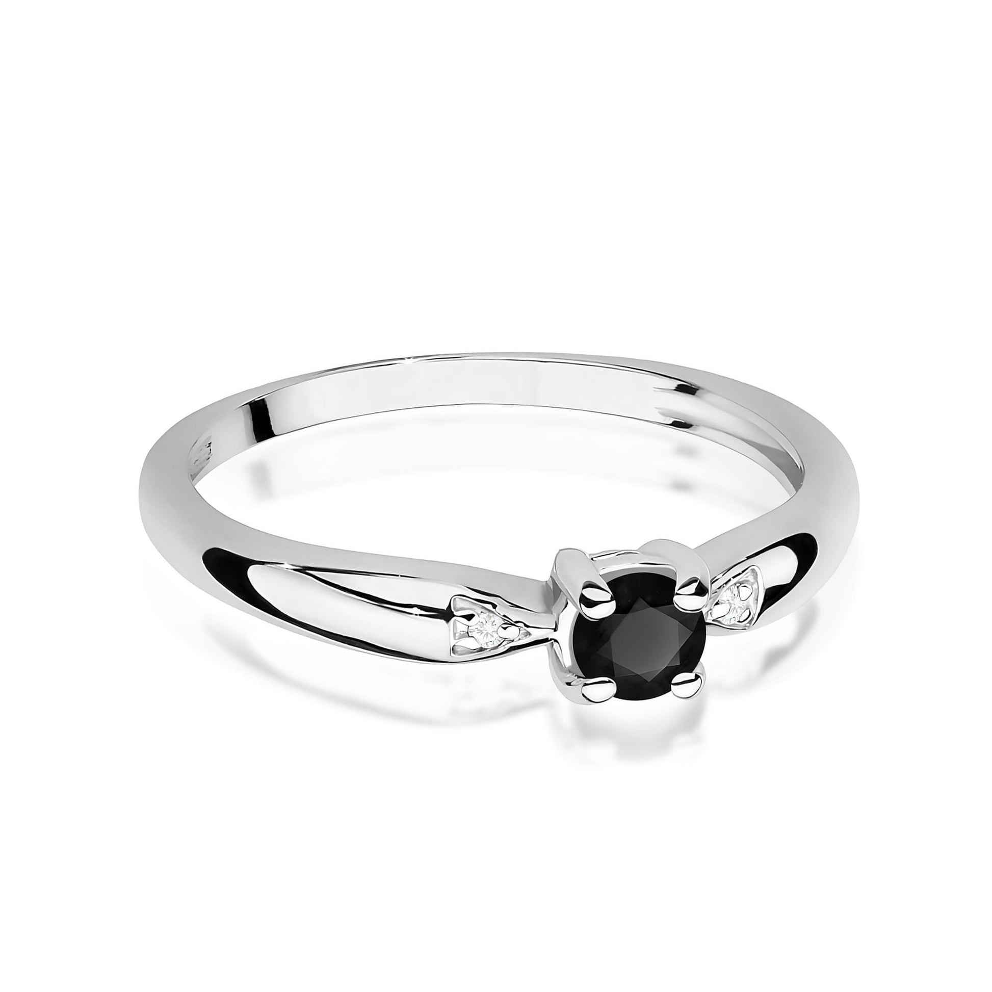 Inel Aur 9K cu Diamante Naturale Albe si Negre 0.13 ct