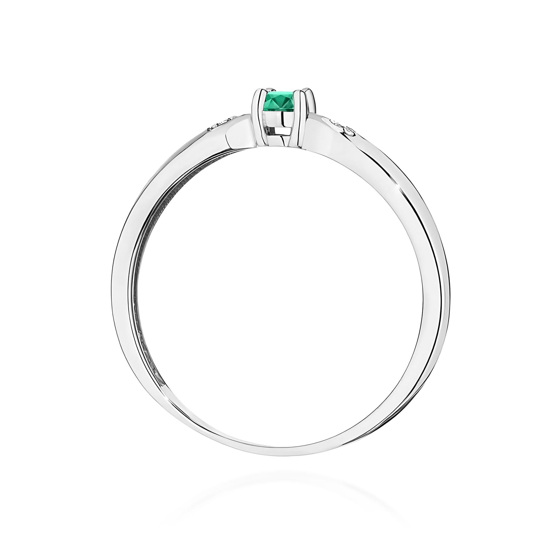 Inel Aur 9K cu Smarald 0.15 ct si Diamante Naturale 0.01 ct
