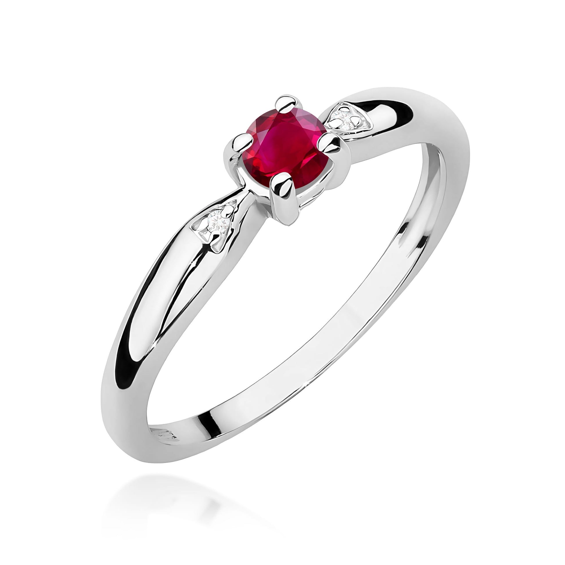 Inel Aur 9K cu Rubin 0.15 ct si Diamante Naturale 0.01 ct