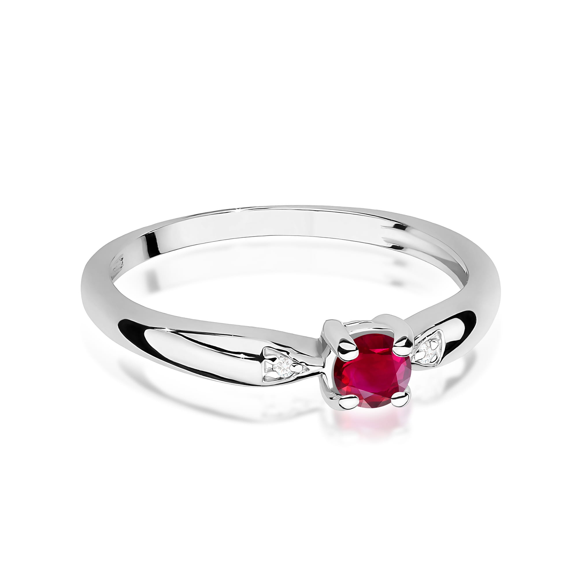 Inel Aur 9K cu Rubin 0.15 ct si Diamante Naturale 0.01 ct