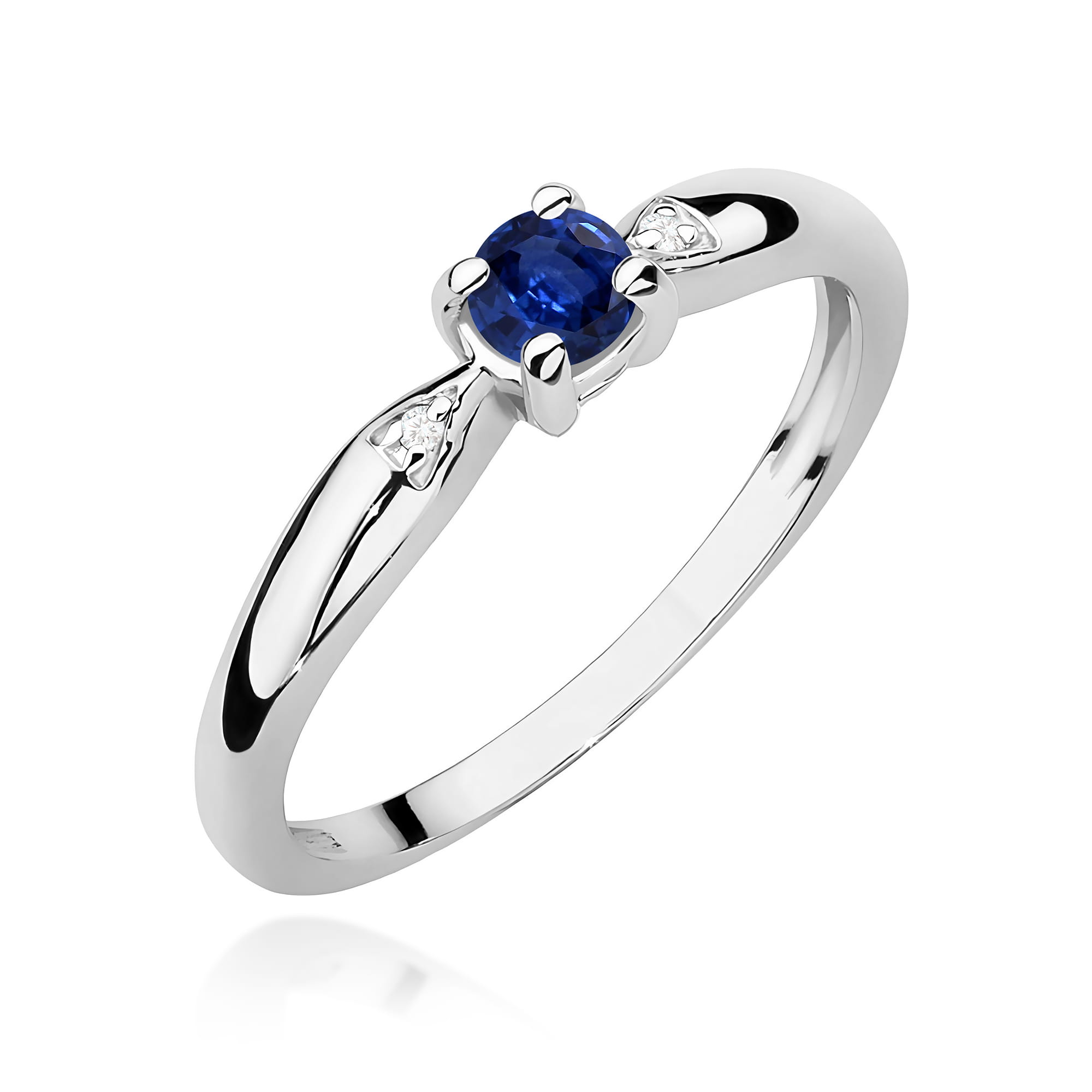 Inel Aur 9K cu Safir 0.15 ct si Diamante Naturale 0.01 ct