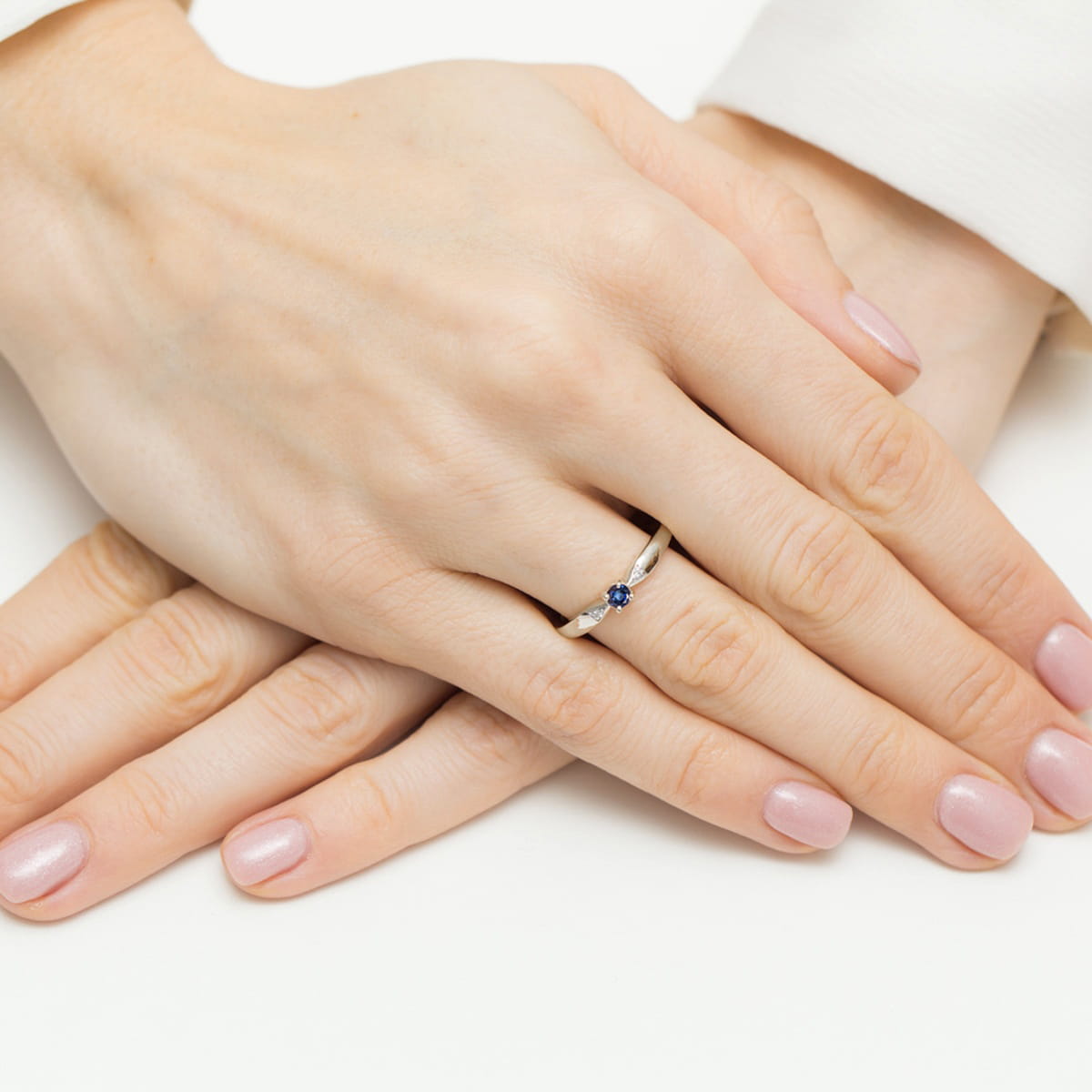 Inel Aur 9K cu Safir 0.15 ct si Diamante Naturale 0.01 ct