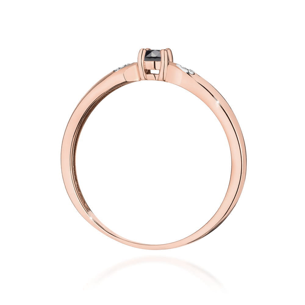 Inel Aur 14K cu Diamant Negru Natural 0.12 ct si Diamante Incolore Naturale 0.01 ct