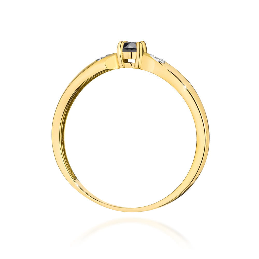 Inel Aur 14K cu Diamant Negru Natural 0.12 ct si Diamante Incolore Naturale 0.01 ct
