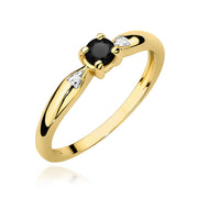 Inel Aur 9K cu Diamante Naturale Albe si Negre 0.13 ct