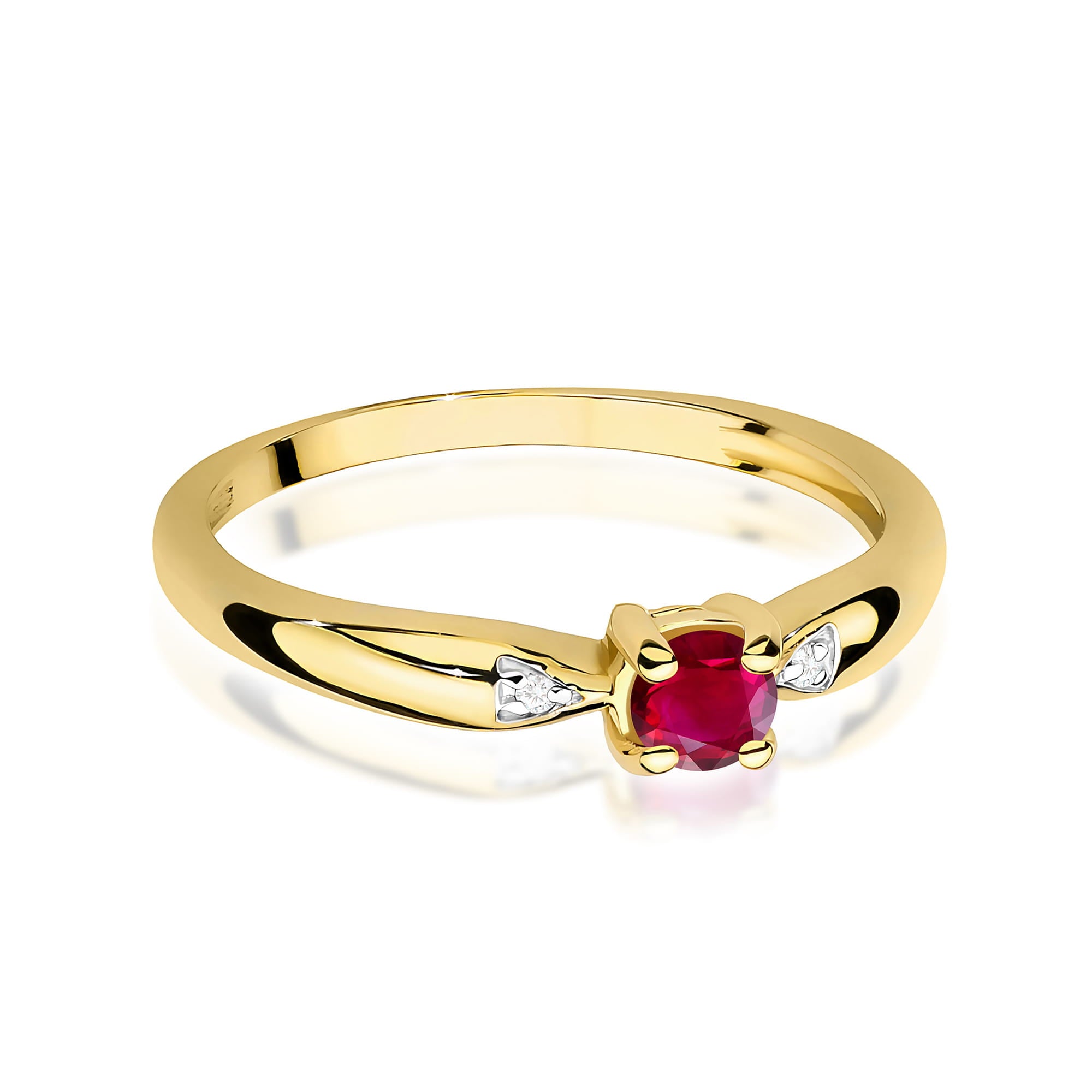 Inel Aur 9K cu Rubin 0.15 ct si Diamante Naturale 0.01 ct