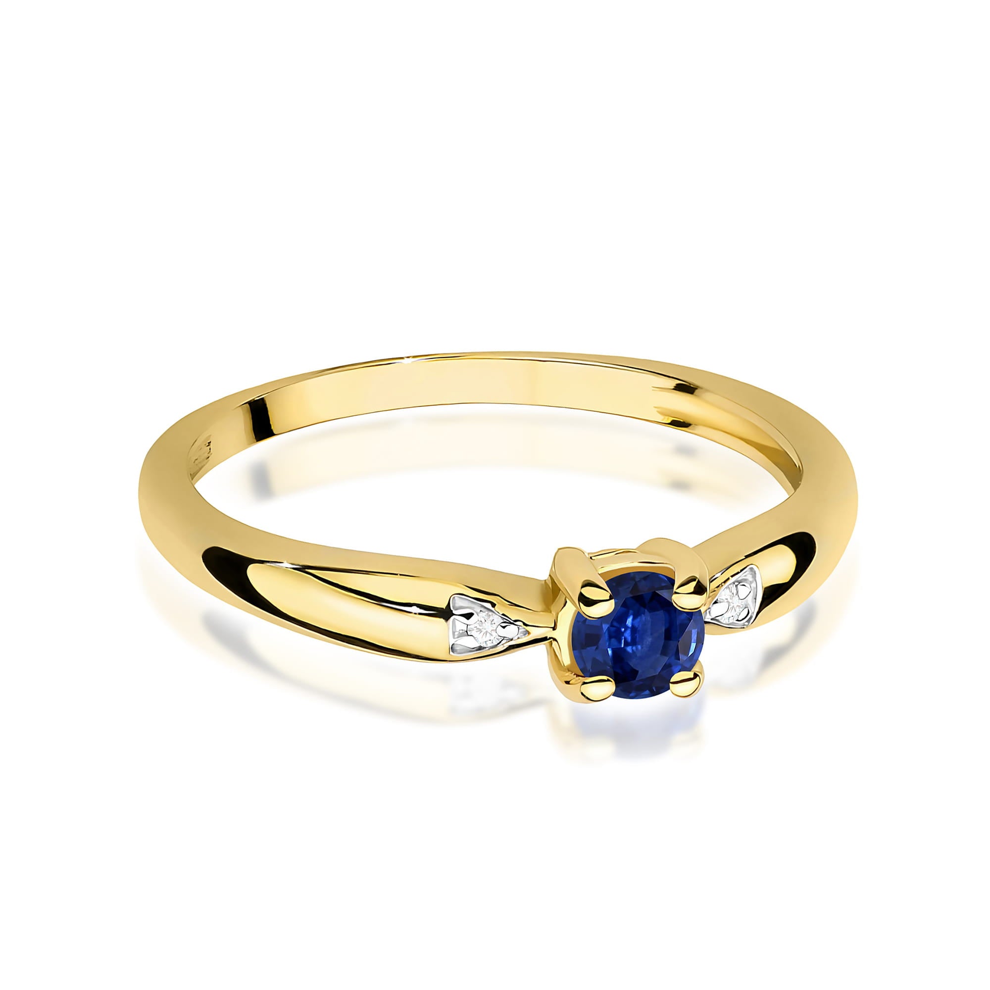 Inel Aur 9K cu Safir 0.15 ct si Diamante Naturale 0.01 ct