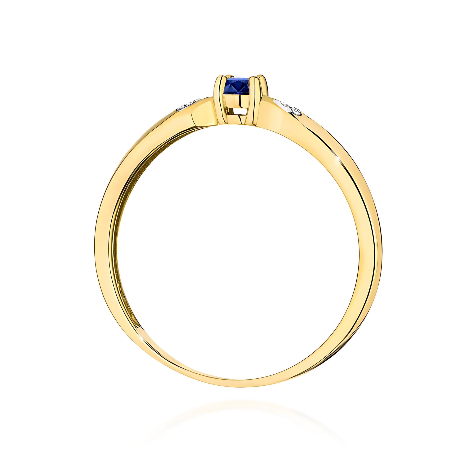 Inel Aur 9K cu Safir 0.15 ct si Diamante Naturale 0.01 ct
