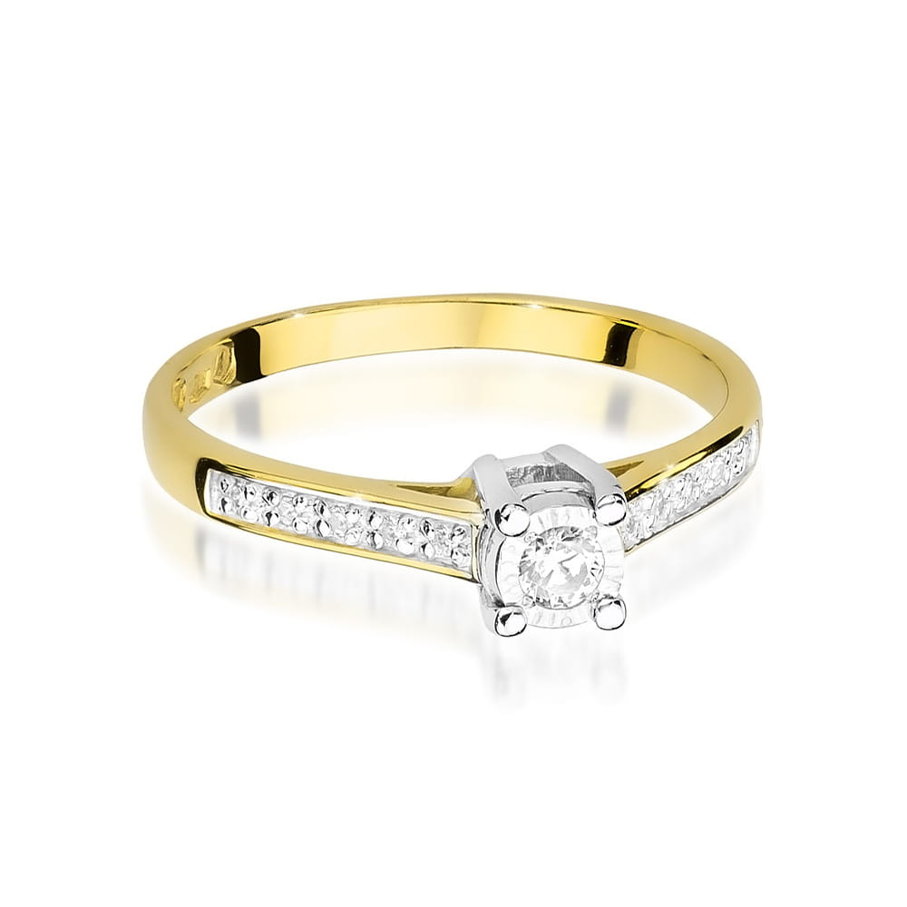 Inel Aur 9K cu Diamante Naturale 0.13 ct