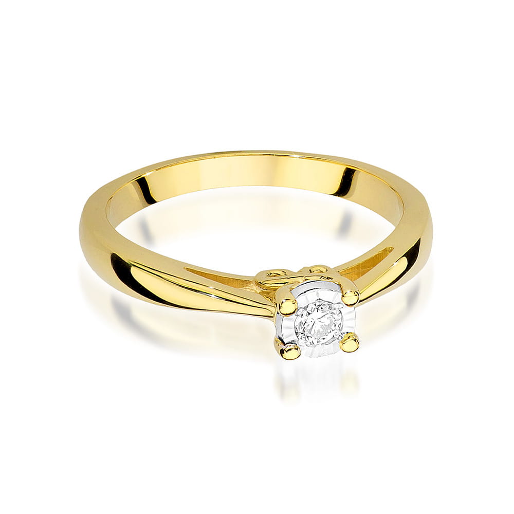 Inel Aur 9K cu Diamant Natural 0.08 ct