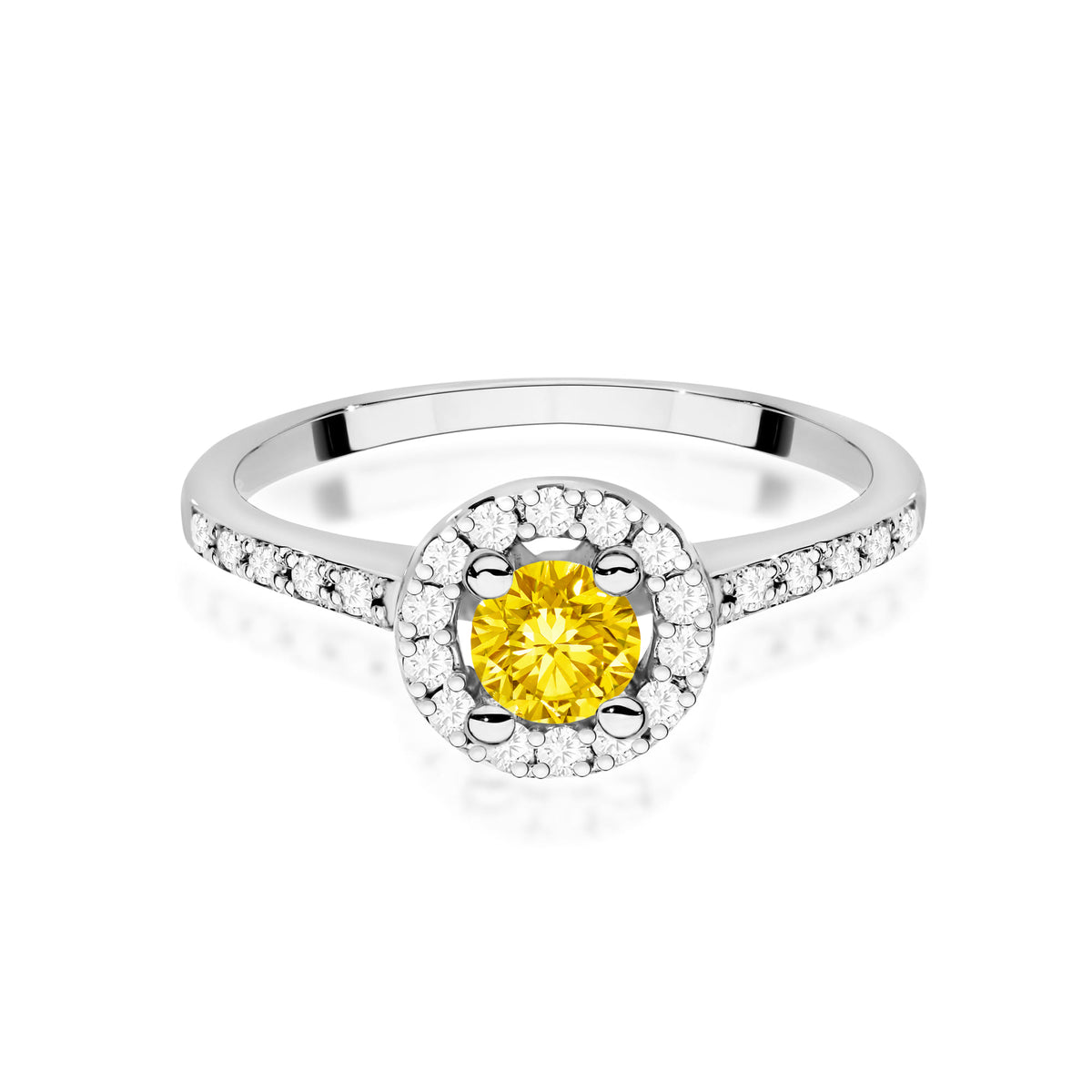Inel Aur 14K cu Diamante Galben de Laborator 0.72 ct