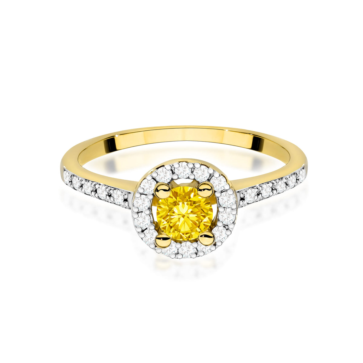 Inel Aur 14K cu Diamante Galben de Laborator 0.72 ct