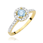 Inel Aur 9K cu Diamante Albastru de Laborator 0.72 ct