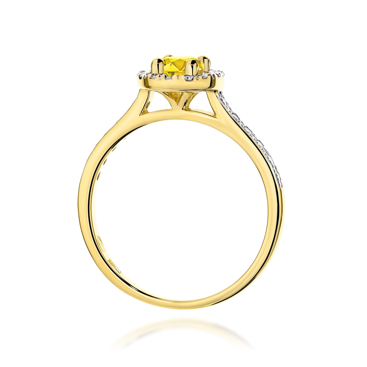 Inel Aur 9K cu Diamante Galben de Laborator 0.72 ct