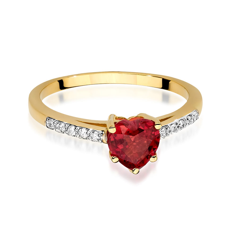 Inel Aur 9K cu Rubin 1.10 ct si Diamante Naturale 0.10 ct