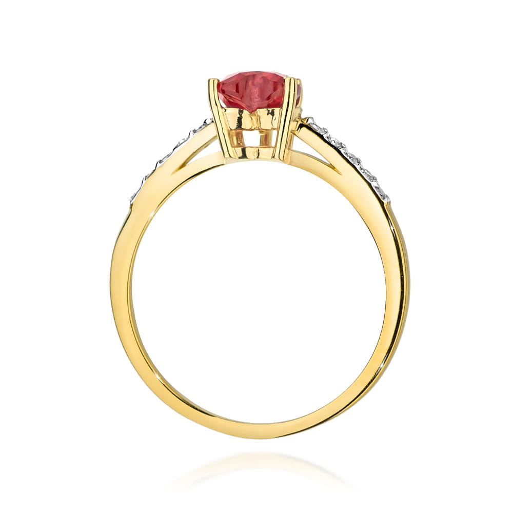 Inel Aur 9K cu Rubin 1.10 ct si Diamante Naturale 0.10 ct