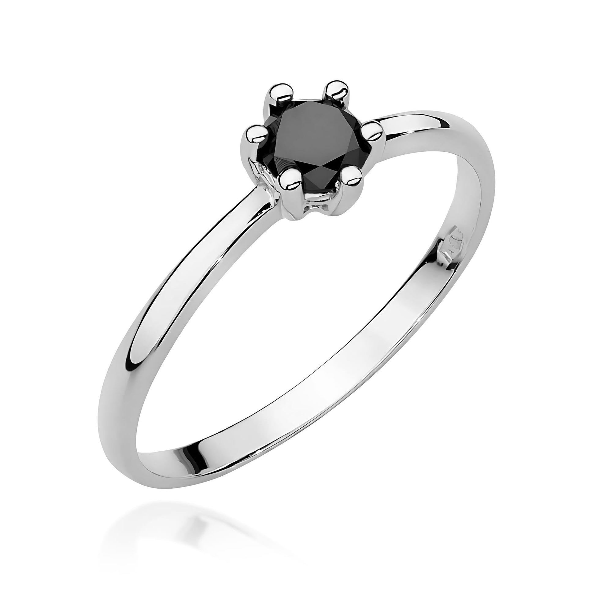 Inel Aur 9K cu Diamant Natural Negru 0.30 ct
