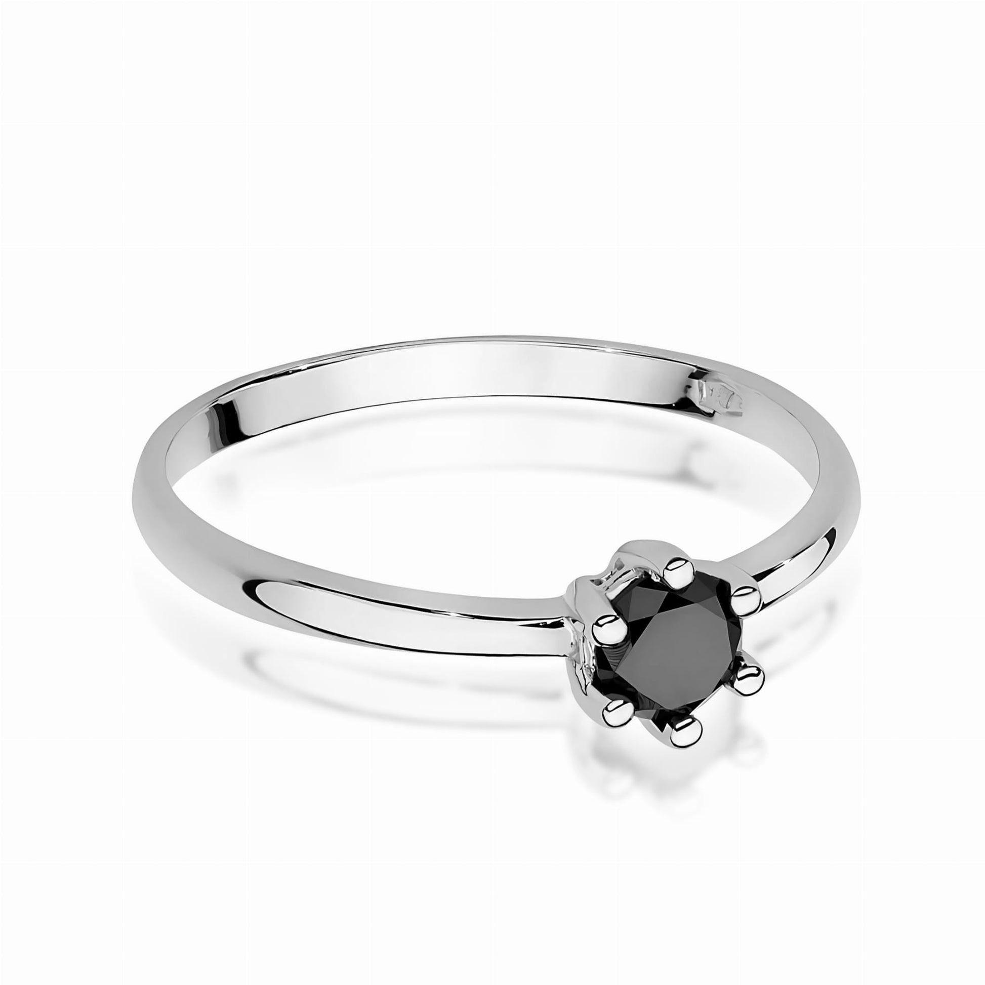 Inel Aur 9K cu Diamant Natural Negru 0.30 ct
