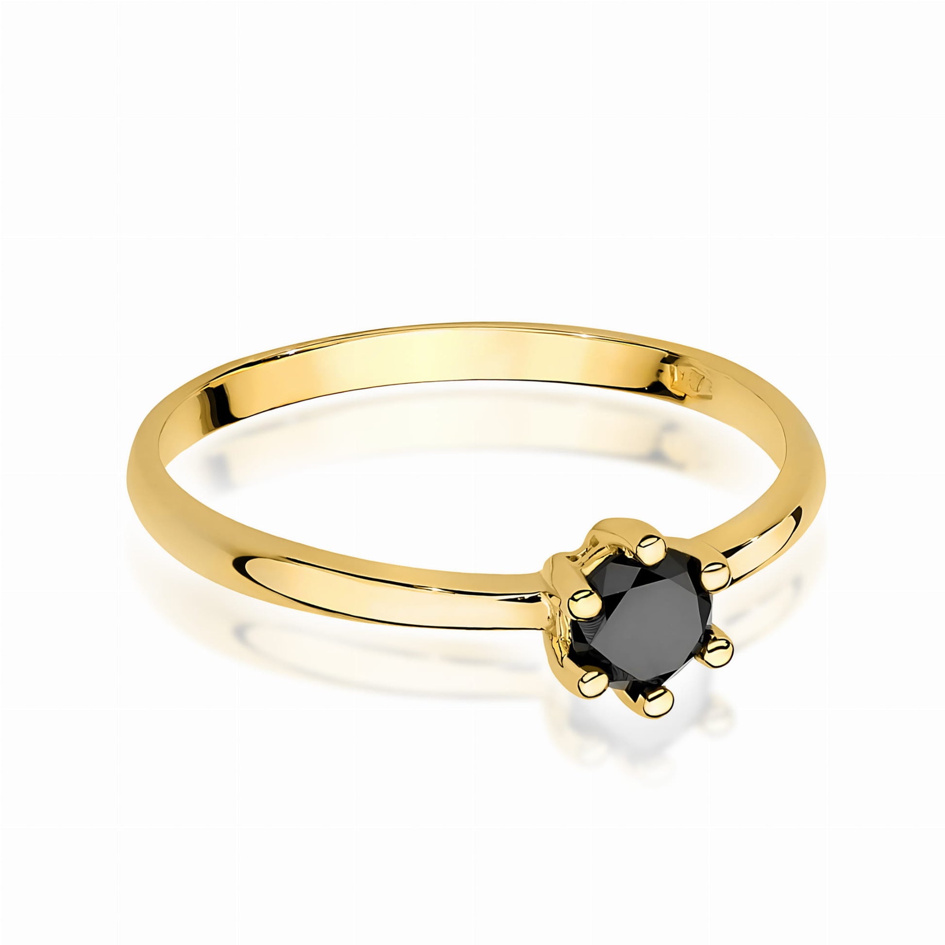 Inel Aur 9K cu Diamant Natural Negru 0.30 ct