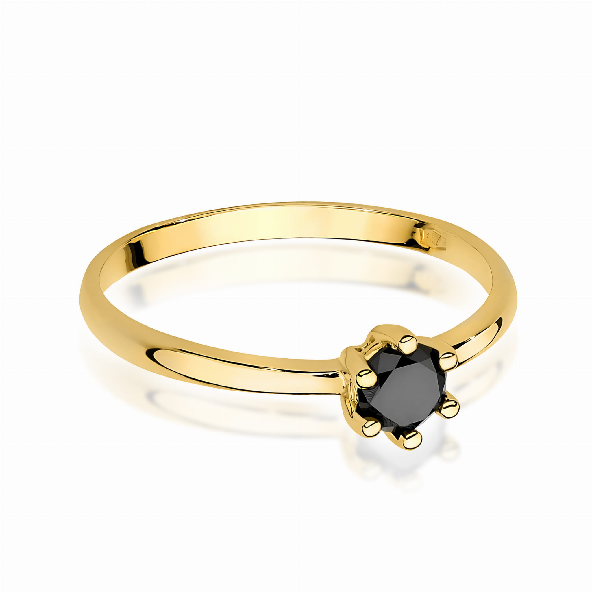 Inel Aur 9K cu Diamant Natural Negru 0.30 ct