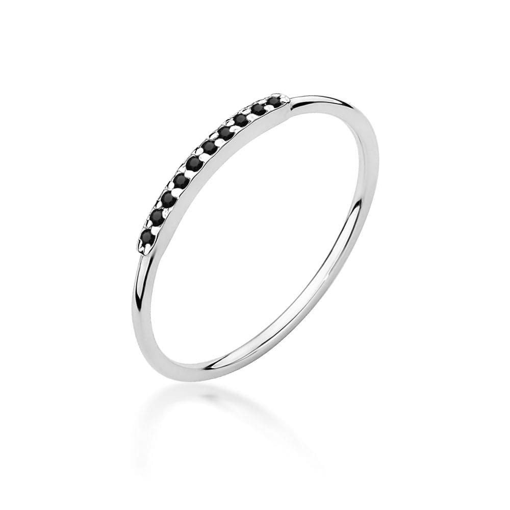 Inel Aur 9K cu Diamante Naturale Negre 0.05 ct
