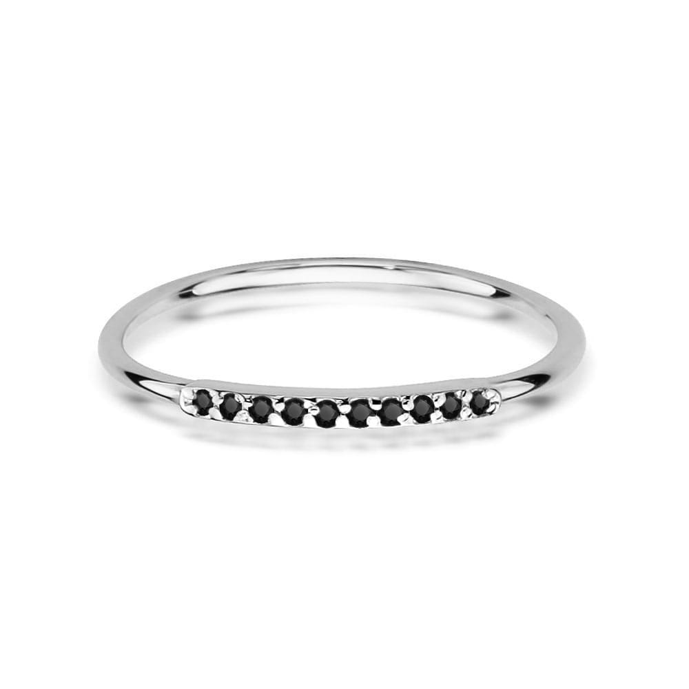 Inel Aur 9K cu Diamante Naturale Negre 0.05 ct
