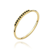 Inel Aur 9K cu Diamante Naturale Negre 0.05 ct