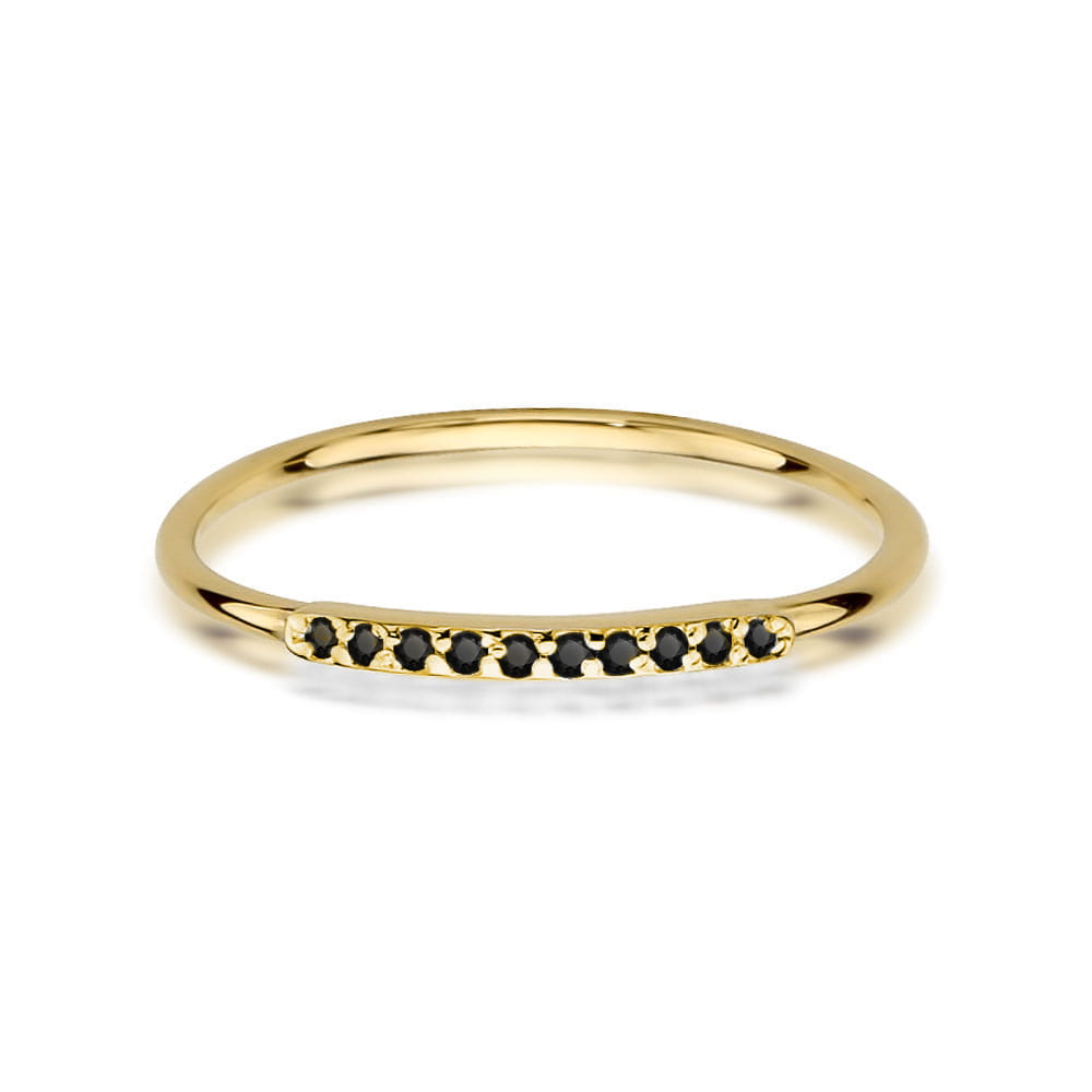 Inel Aur 9K cu Diamante Naturale Negre 0.05 ct