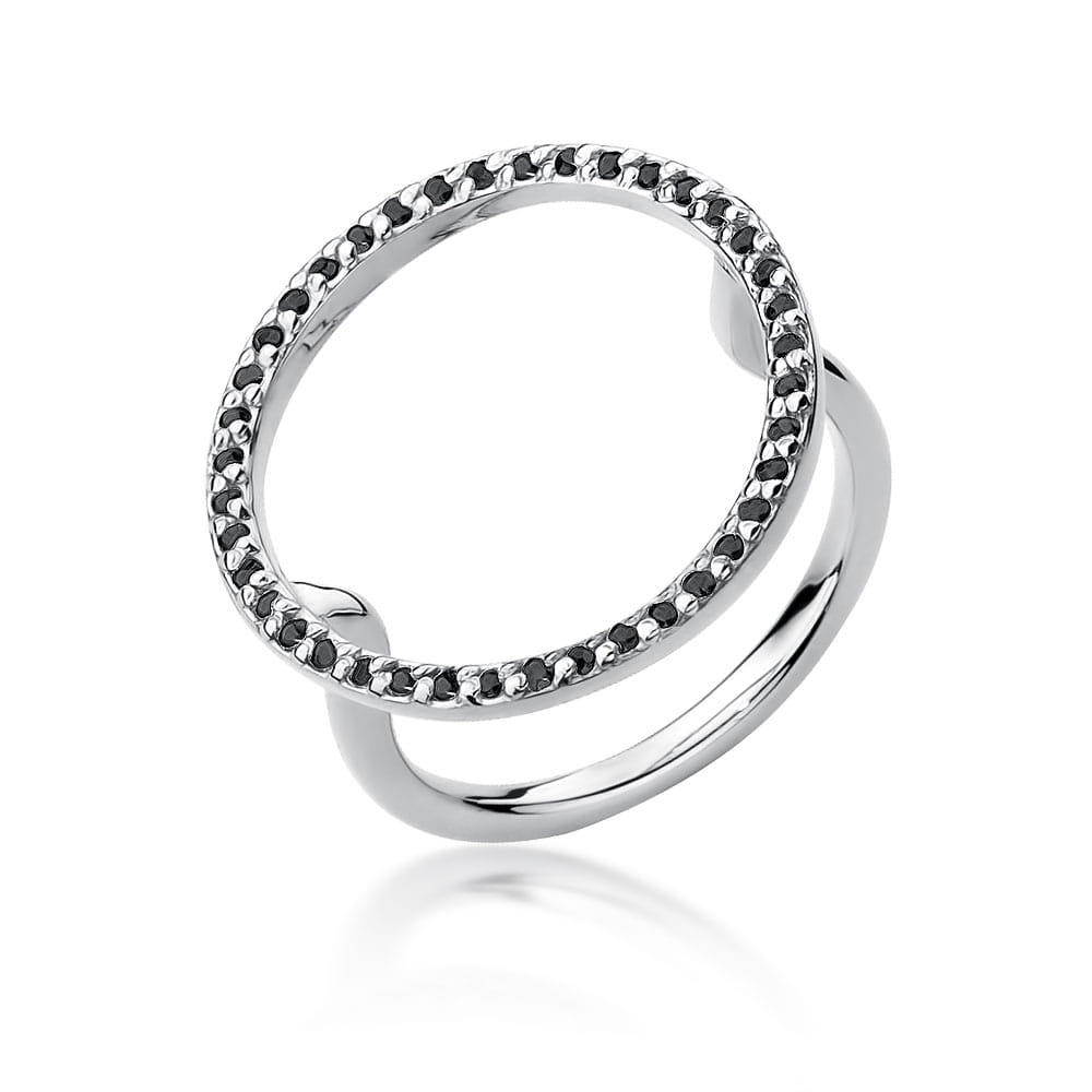 Inel Aur 9K cu Diamante Naturale Negre 0.20 ct