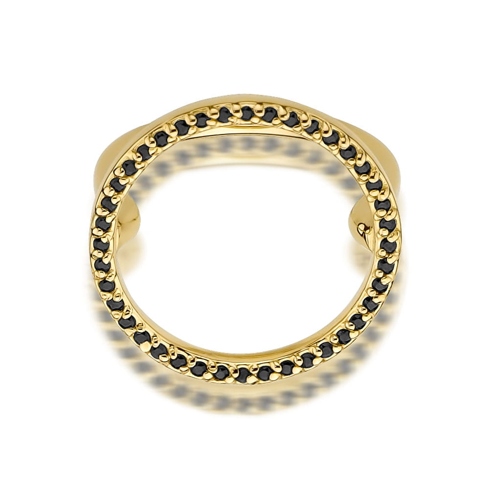 Inel Aur 9K cu Diamante Naturale Negre 0.20 ct