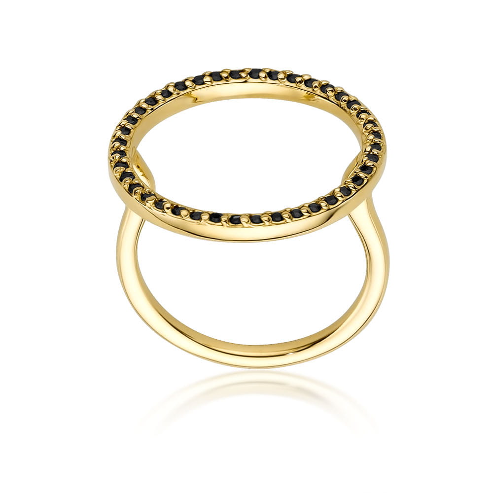 Inel Aur 9K cu Diamante Naturale Negre 0.20 ct