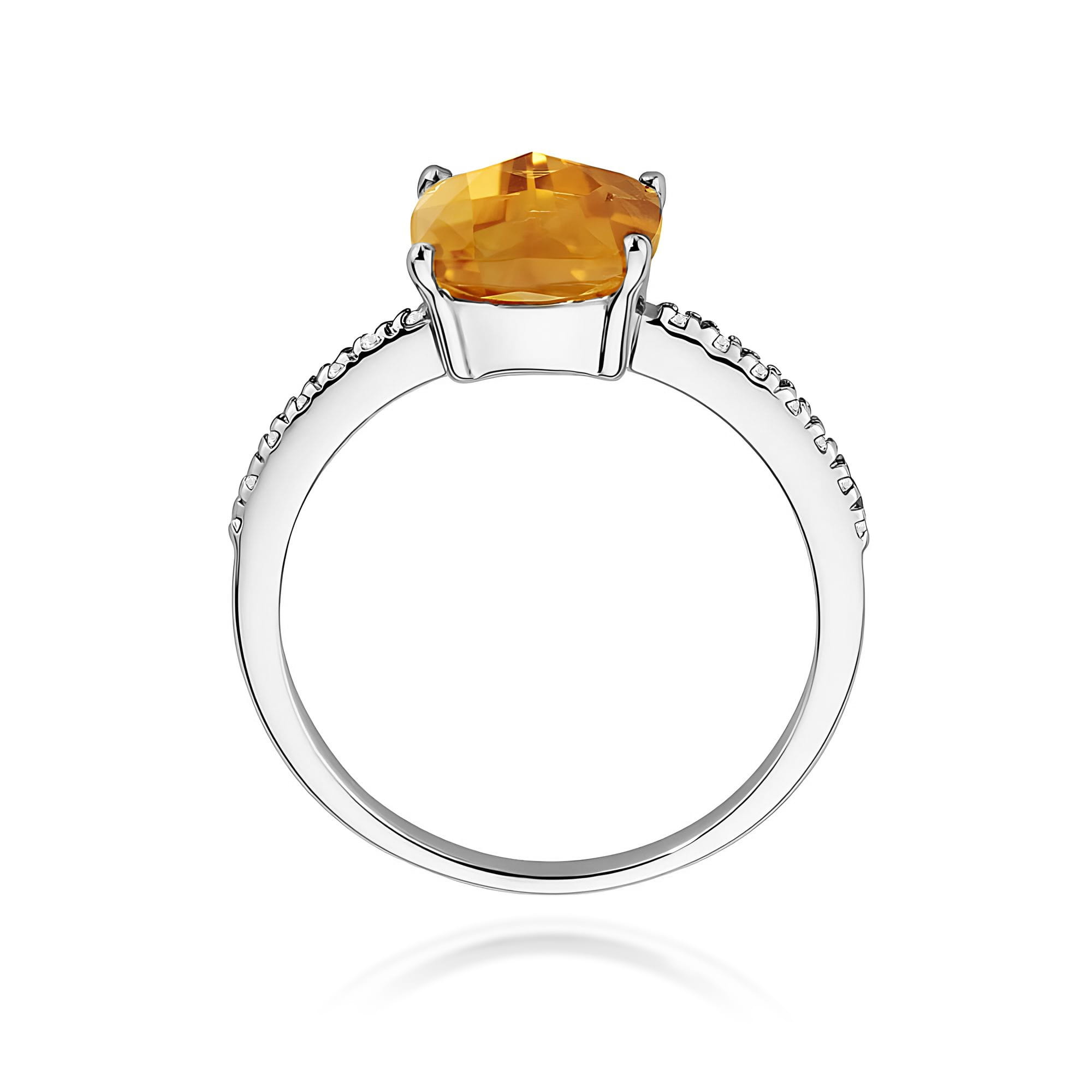 Inel Aur 9K cu Citrin 2.00 ct si Diamante Naturale 0.07 ct