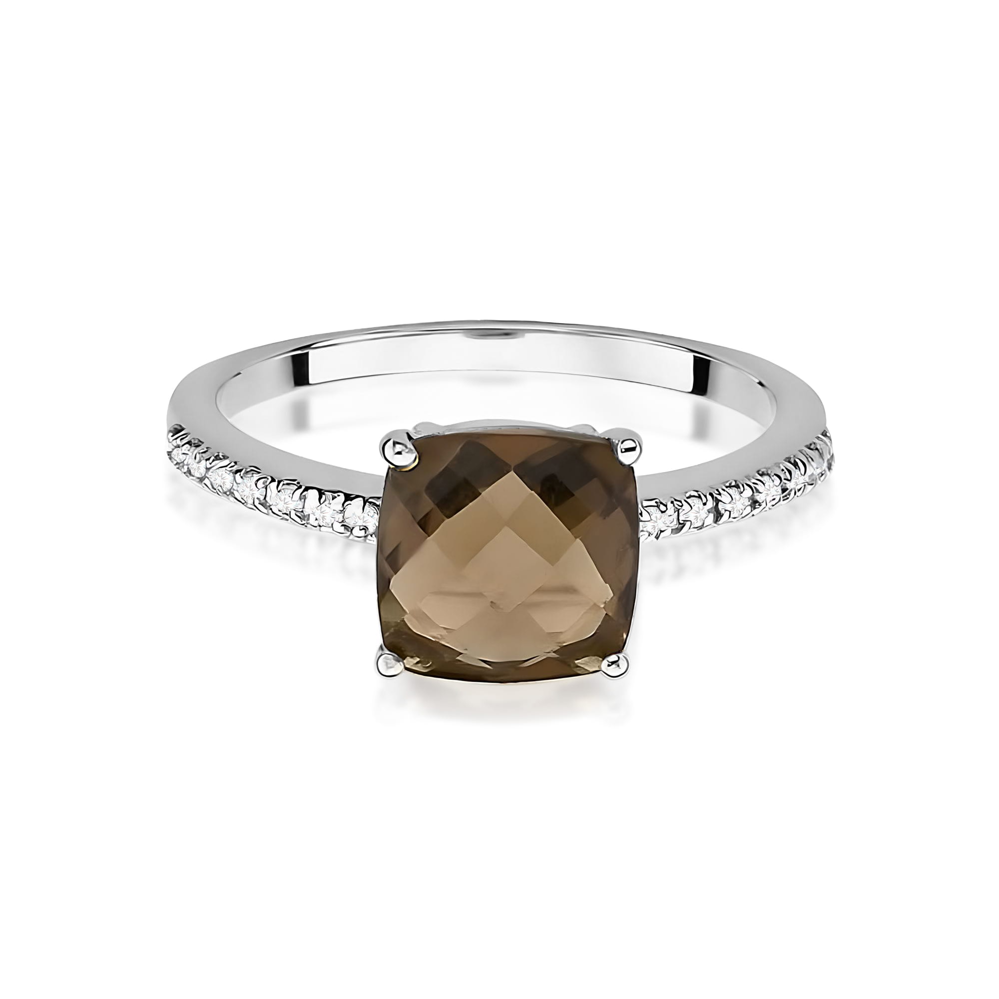 Inel Aur 9K cu Smoky Quartz 2.00 ct si Diamante Naturale 0.07 ct