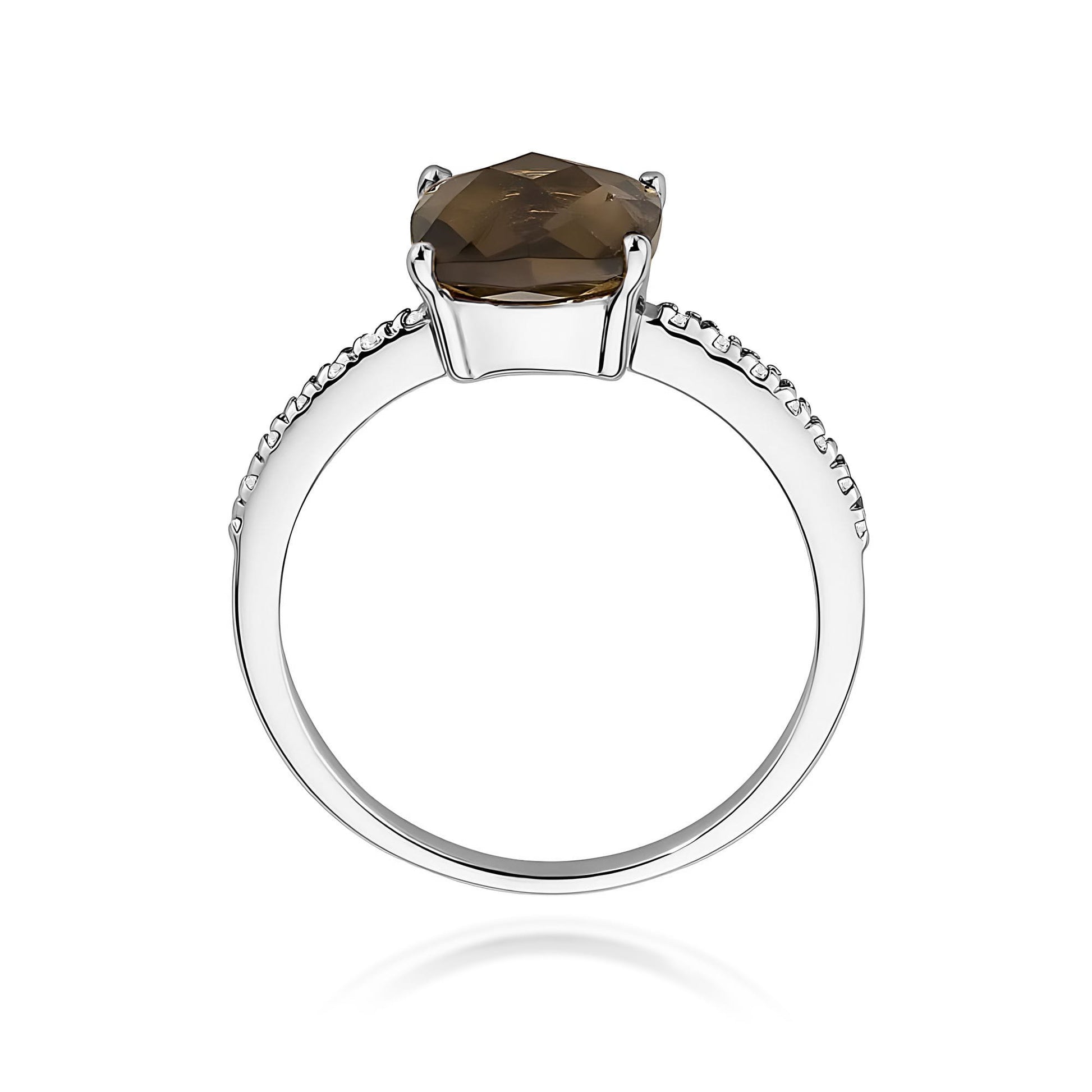 Inel Aur 9K cu Smoky Quartz 2.00 ct si Diamante Naturale 0.07 ct