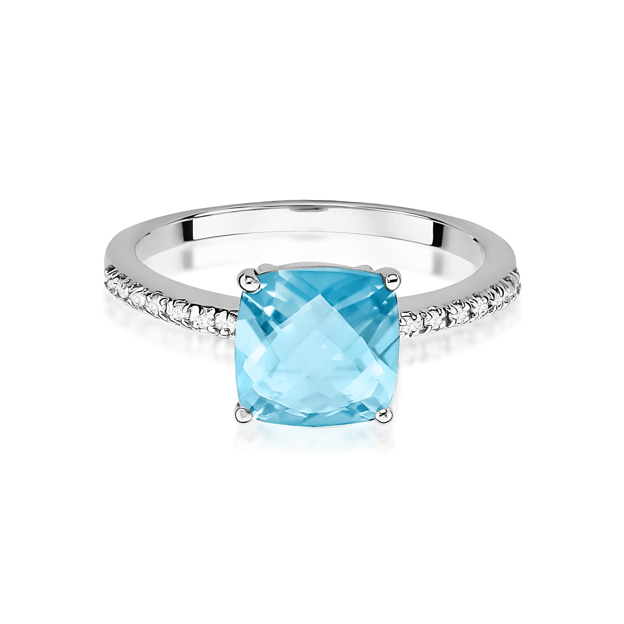 Inel Aur 9K cu Topaz Swiss 2.00 ct si Diamante Naturale 0.07 ct