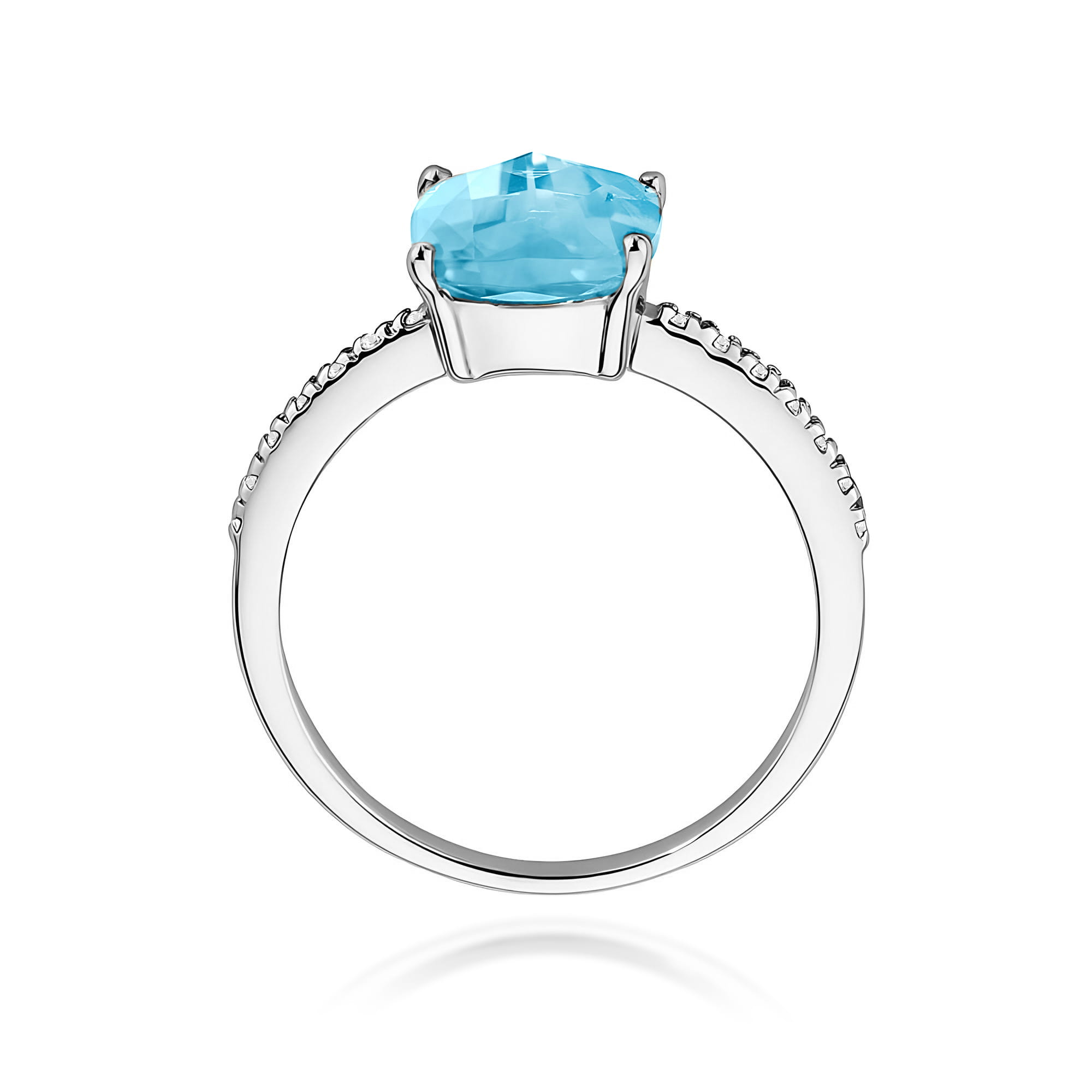 Inel Aur 9K cu Topaz Swiss 2.00 ct si Diamante Naturale 0.07 ct