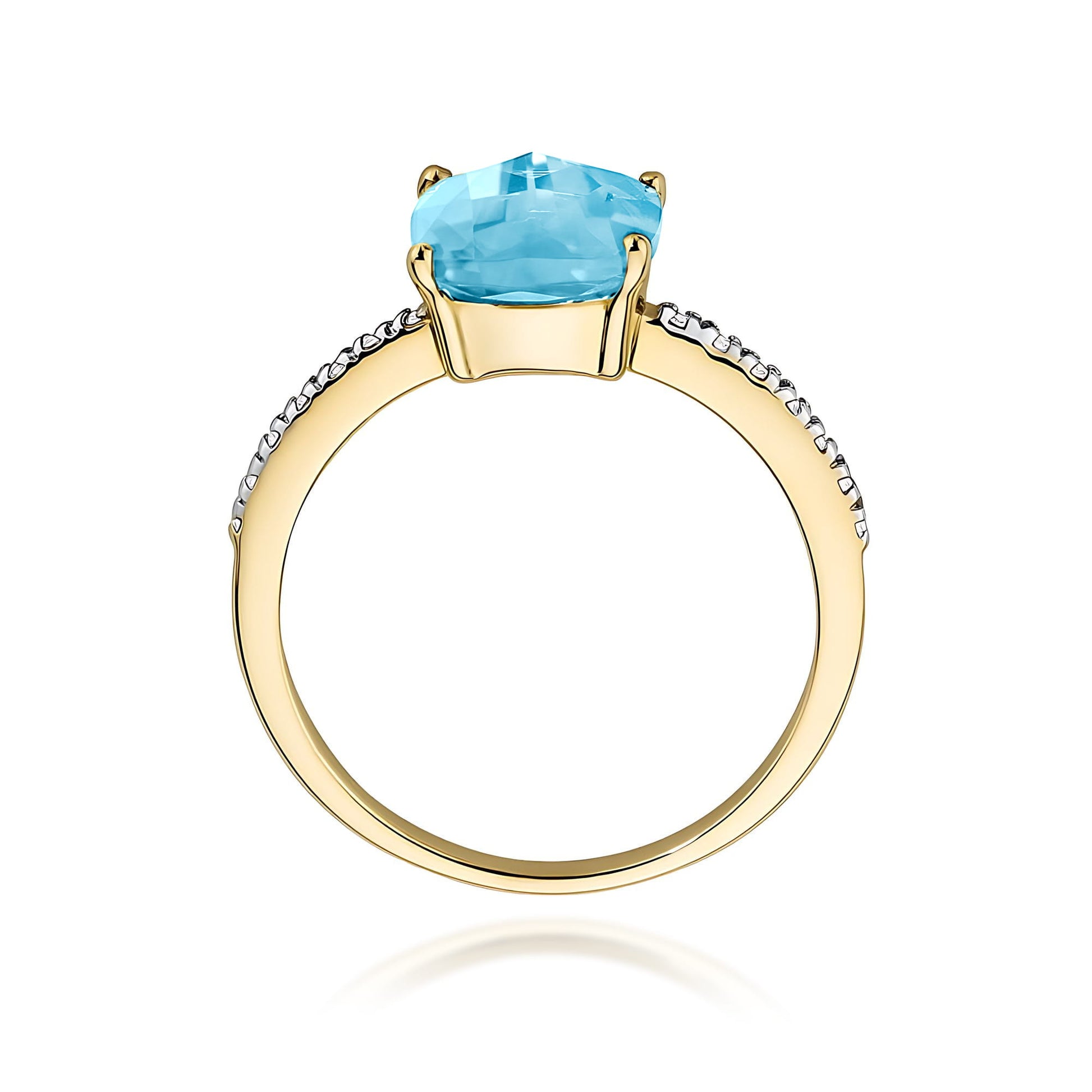 Inel Aur 9K cu Topaz Swiss 2.00 ct si Diamante Naturale 0.07 ct